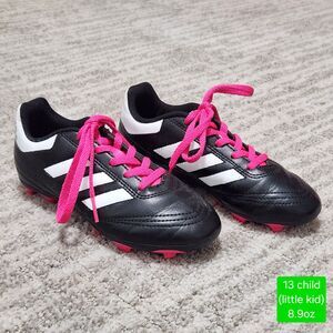 Adidas girl's soccer cleats black white pink size 13 child (little kid)
